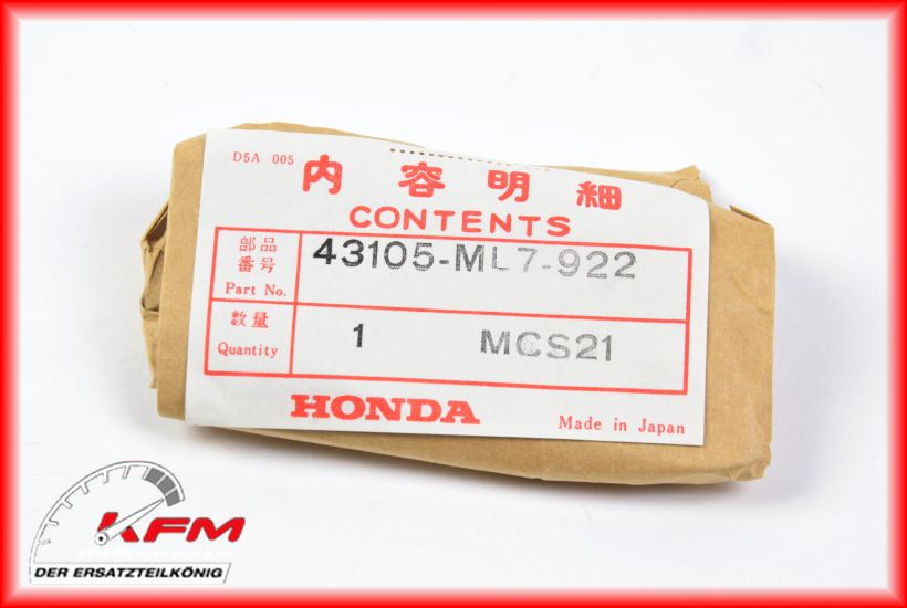 Produkt-Hauptbild Honda Art-Nr. 43105ML7923